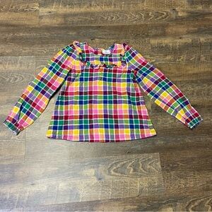 Hanna Andersson Girls Size 140/10 Flannel Top Shirt Bright Multi Color Plaid